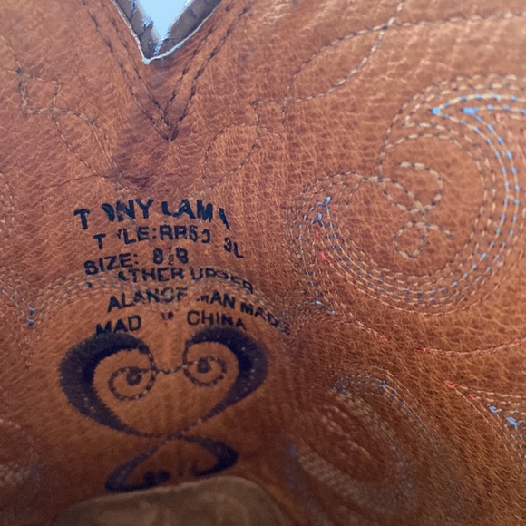 Tony Lama Sorrel Bridle RR5003L Cowboy boots for women side 8.5 leather distress - Picture 9 of 10